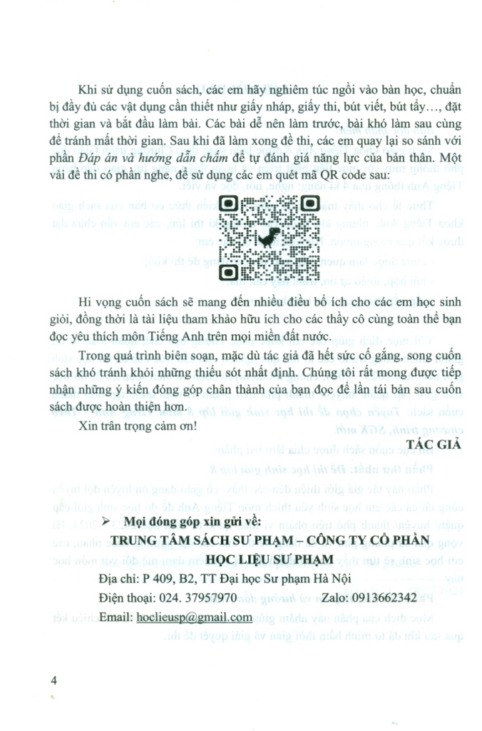 TUYỂN CHỌN ĐỀ THI HỌC SINH GIỎI LỚP 8 MÔN TIẾNG ANH  (Đề thi cấp Quận - Huyện - Thành phố; Theo chương trình SGK mới)